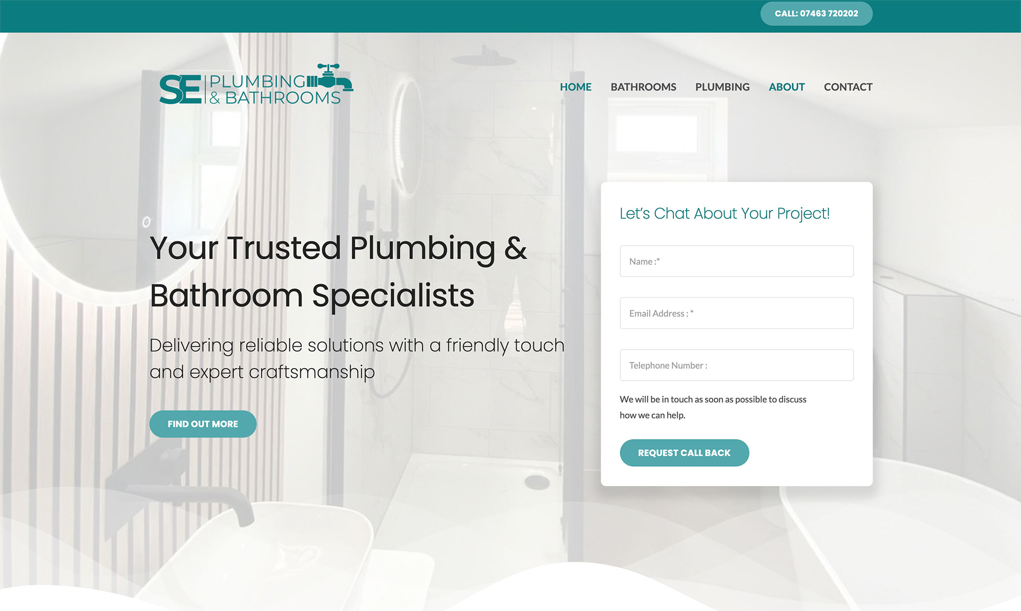 website design for plumbing and bathroom installer Kent